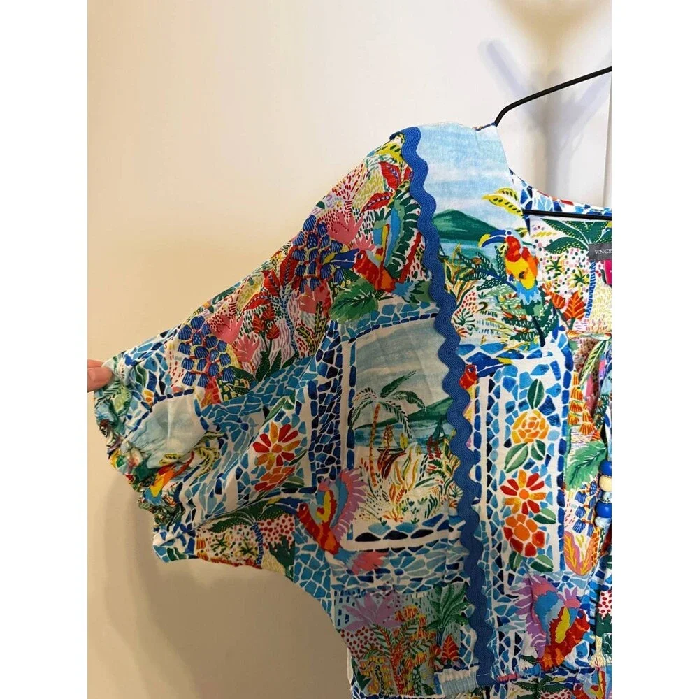 Vince Camuto Balloon‑Sleeve Tiered Fit‑and‑Flare Dress – Size L – NWT – $89